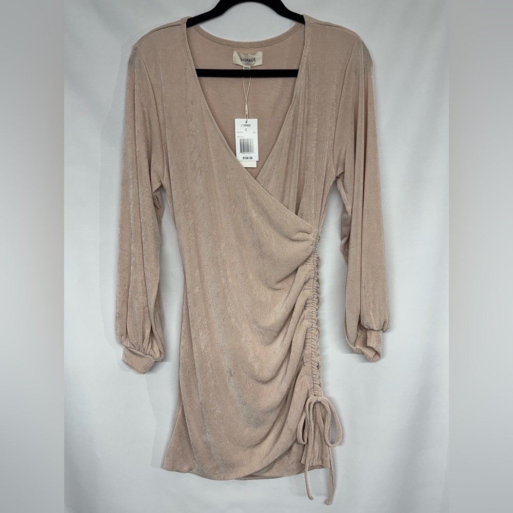 L*Space Melissa Dress w Ruched Cinch Side Detail In Seashell Blush Size Small